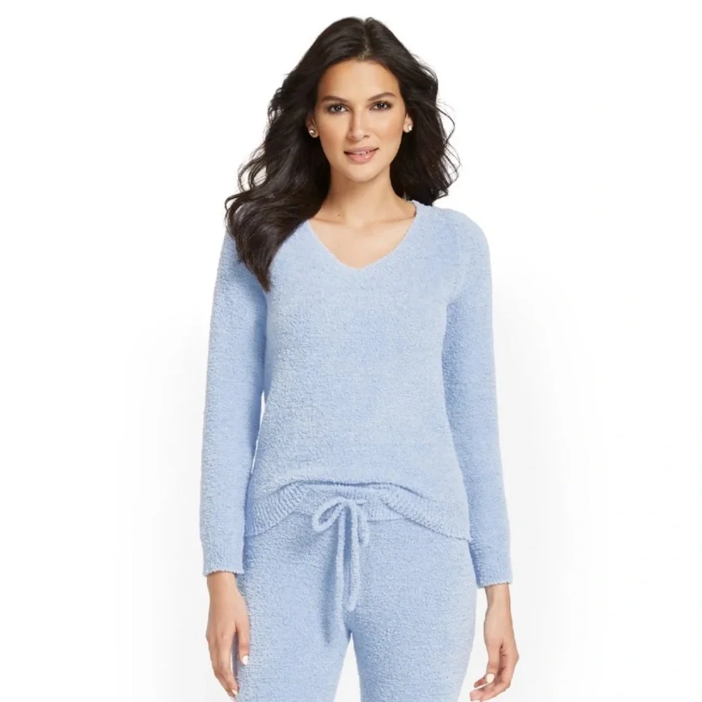 New York and Company Ultra Cozy Collection V-Neck Pullover Fuzzy Sweater